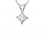 0.50 ct Princess Diamond Basket Solitaire 14k White Gold Pendant + Necklace Set (KP050W)