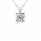 0.40 ct Round Diamond Basket Solitaire 14k White Gold Pendant + Necklace Set (KR040W)