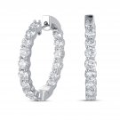 0.50 ct Round Diamond Inside Outside Hoop Huggies 14k White Gold Earrings SALE! (E911-050W)