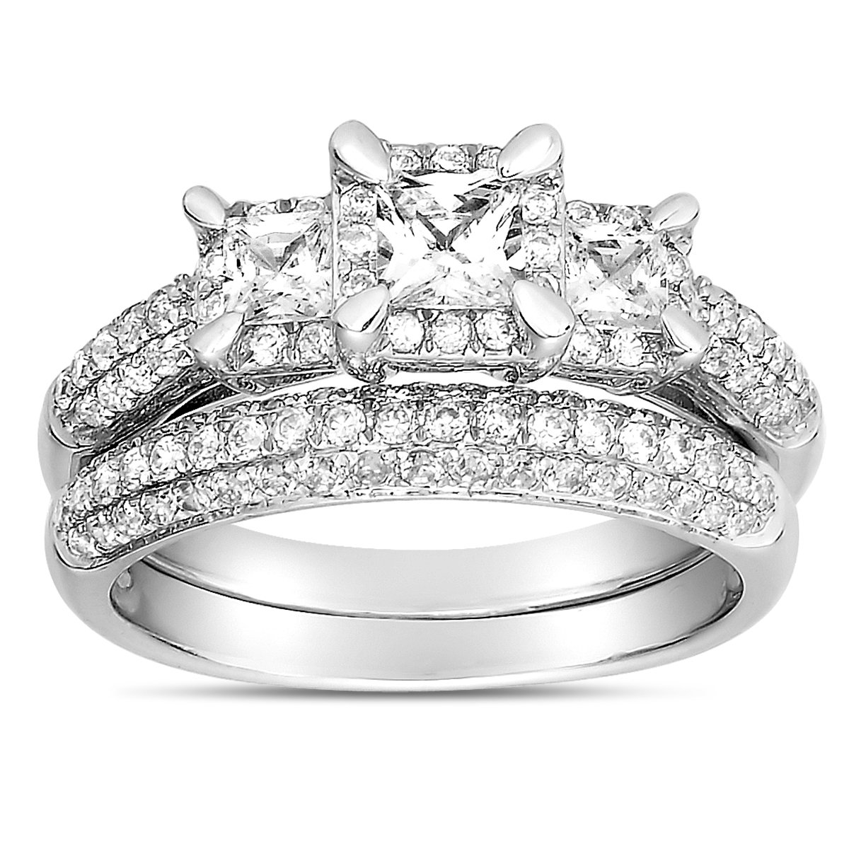 white gold wedding rings with 3 diamonds