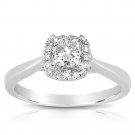 0.50ct Princess Round Halo Cluster Diamond 14k White Gold Petite Engagement Ring (ER1367-PC-50W)