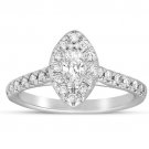 1 ct Marquise Diamond Halo Cluster Bridal Engagement Ring 14k White Gold (ER1375-MQ-100W)
