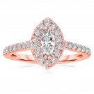 0.75 ct Marquise Diamond Halo Cluster Bridal Engagement Ring 14k Rose Gold (ER1375-MQ-075RG)