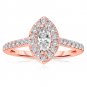 0.75 ct Marquise Diamond Halo Cluster Bridal Engagement Ring 14k Rose Gold (ER1375-MQ-075RG)