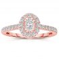 0.50 ct Oval Diamond Halo Cluster Bridal Engagement Ring 14k Rose Gold (ER1375-OV-050RG)