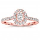 0.75 ct Oval Diamond Halo Cluster Bridal Engagement Ring 14k Rose Gold (ER1375-OV-075RG)