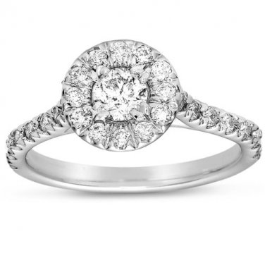 0.50 ct Round Diamond Halo Cluster Bridal Engagement Ring 14k White Gold (ER1375-RD-050W)