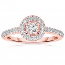1ct Round Diamond Halo Cluster Bridal Engagement Ring 14k Rose Gold (ER1375-RD-100RG)