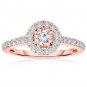 1ct Round Diamond Halo Cluster Bridal Engagement Ring 14k Rose Gold (ER1375-RD-100RG)