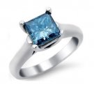 0.25 ct Princess Blue Diamond Solitaire 14k White Gold Engagement Ring (TSP025WBL)
