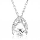 0.33 ct CZ Twinkle Setting Silver Boomerang Wishbone Antique Pendant Necklace Set (TK1314-33K1-SS)