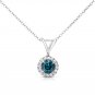0.25 ct Round Blue Diamond Halo 14k White Gold Pendant Necklace Set (K1295-025WBL)