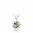 0.25 ct Chocolate Brown Diamond Halo 14k White Gold Pendant Necklace Set (K1295-025WBR)
