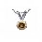 0.75 ct Chocolate Brown Round Diamond Solitaire 14K White Gold Pendant Set + GIFT (K1243-RD-075WBR)