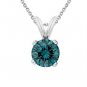 0.75 ct Blue I1 Round Diamond Solitaire 14K White Gold Pendant Set + GIFT (K1243-RD-075WBL)