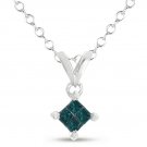 0.25 ct Princess Blue Diamond 10k White Gold Pendant + Necklace Set (K4-025WBL-10KT)