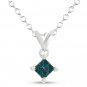 0.25 ct Princess Blue Diamond 10k White Gold Pendant + Necklace Set (K4-025WBL-10KT)