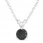 2 ct Solitaire Round Black Diamond 14k White Gold Rope Necklace + Pendant Set (K1050-200WB)