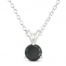 0.35ct Black Diamond Solitaire Pendant Necklace 14k White Gold + CHARM BRACELET (K1050-035WB-PROMO)