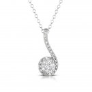 0.33 ct Round Diamond Halo Musical Note 14k White Gold Pendant & Necklace + GIFT (K1247-033W)