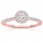 0.50 ct Round Diamond Halo Cluster Bridal Engagement Ring 14k Rose Gold SALE (ER1375-RD-050RG-PROMO)