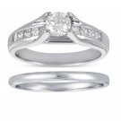 0.75 ct Princess & Round Diamond Bridal Ring Wedding Band Set 14k White Gold (BR1018-RD-075W)