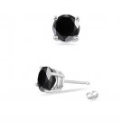 2 ct Black Diamond Solitaire 14k White Gold Single Stud Earring Basket (SE1050-200WB)