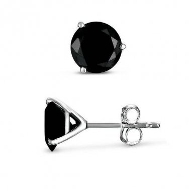2.75 ct Black Diamond Solitaire 14k White Gold Single Stud Earring Martini (SE1050-275WB)
