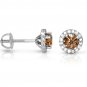 0.50 ct Chocolate Brown Round Diamond Halo Cluster Stud Earrings 14k White Gold (E1295-050WBR)