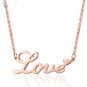 Rose Gold Plated "LOVE" Letters Charm Heart Necklace Pendant Rope Chain Set (RGPLOVENECK)