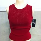 LZ Byer California Size Medium M Red Glitter Sleevless Sweater Top NWT OP $40