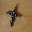 silver tone CROSS faux turquoise and corral Pendant vintage (for necklace) new