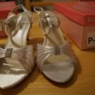 White Touch Ups heels with rhinestones formal wedding prom size 10 item # 308