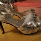 Touch Ups silver metallic heels sandals rhinestones prom formal 10 item # 373