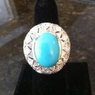 925 Sterling Silver & Turquoise Ring  Size 8 - 8.5 8 1/2 QVC