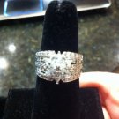 QVC Diamonique CZ Sterling Silver Signed SW 925 Cluster Cocktail Ring Size 7