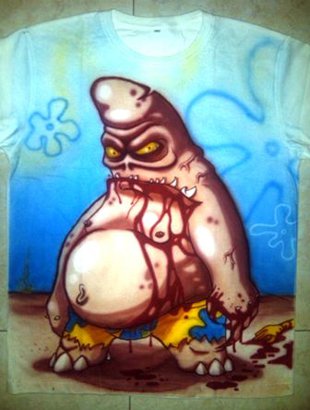 Customs T-shirt Using Airbrush Painting Black / White T-Shirt