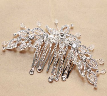 Art Deco Style Bridal Wedding Bride Rhinestone Crystal Silver Hair Comb