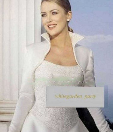 FREE SHIP - Faux Pearl Off White Wedding Bridal Shoulder Cape Shrug Wrap jacket