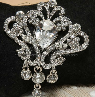 Rhinestone Crystal Wedding Dress Cake Decoration Pendant Dangle Brooch Pin
