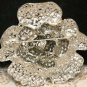 Large Crystal Rhinestone Bridal Rose Flower Wedding Cake Silver Brooch Pin 3"
