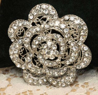Crystal Rhinestone Bridal Wedding Lace Rose Cake Jewelry Belt Buckle Brooch Pin