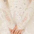 FREE SHIP - White / Ivory Satin Beaded Pearl Sequin Long Wedding Bridal Lace Cotton Gloves