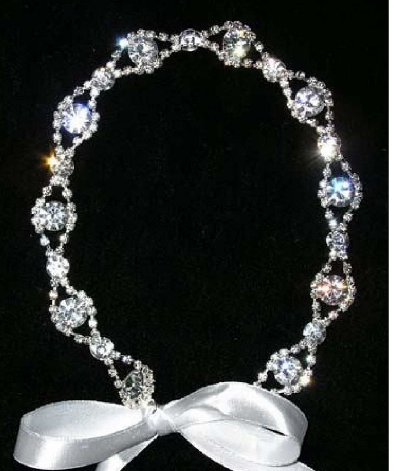 WHITE SILK WITH CRYSTAL HAIRBAND 400484
