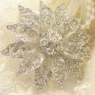 Flower Glass Crystal Rhinestone Wedding Bridal Bride Sash Brooch Pin