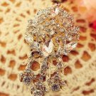 Dangle Vintage Style Rhinestone Crystal Silver Bridal Wedding Brooch Pin