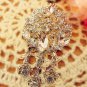 Dangle Vintage Style Rhinestone Crystal Silver Bridal Wedding Brooch Pin