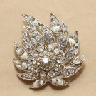 Vintage Style Bridal Clear Whtie Rhinestone Brooch Pin