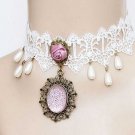 White Vintage Lace Victorian Goth Cocktail Party Bridal Necklace
