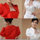 Elegant Bridal Wedding Wrap Off White or Red Short Sleeve Shawl Bolero Jacket